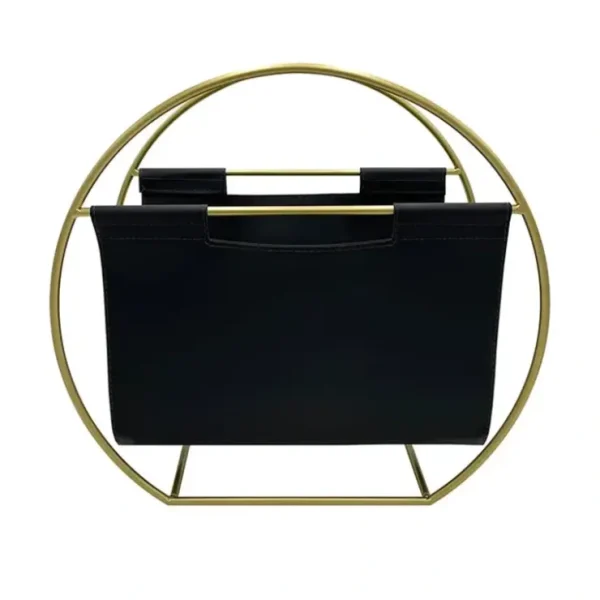 349853BE Becki Owens Gold-Colored Metal and Leather Magazine Holder - cozylivehome.com | we sell a wide range of comfortable household items* Giftware