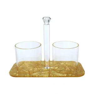 B2014.027.GO Acrylic Cup And Cutlery Holder with Gold Base - cozylivehome.com | we sell a wide range of comfortable household items* Giftware