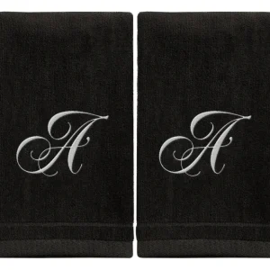 Black Monogrammed Towel - White Embroidered - Initial A ( - cozylivehome.com | we sell a wide range of comfortable household items* Giftware