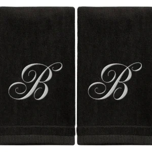 Black Monogrammed Towel - White Embroidered - Initial B - cozylivehome.com | we sell a wide range of comfortable household items* Giftware