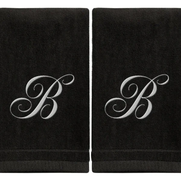 Black Monogrammed Towel - White Embroidered - Initial B - cozylivehome.com | we sell a wide range of comfortable household items* Giftware