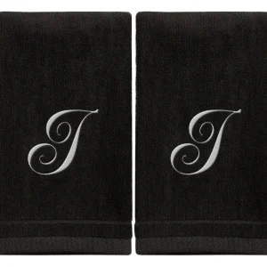 Black Monogrammed Towel - White Embroidered - Initial I - cozylivehome.com | we sell a wide range of comfortable household items* Giftware