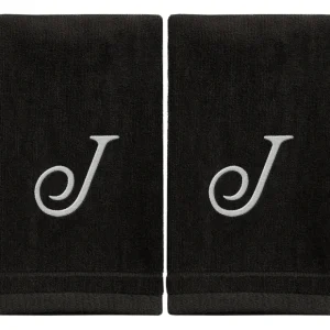 Black Monogrammed Towel - White Embroidered - Initial J - cozylivehome.com | we sell a wide range of comfortable household items* Giftware