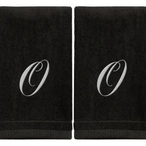 Black Monogrammed Towel - White Embroidered - Initial O - cozylivehome.com | we sell a wide range of comfortable household items* Giftware
