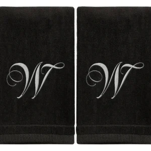 Black Monogrammed Towel - White Embroidered - Initial W - cozylivehome.com | we sell a wide range of comfortable household items* Giftware
