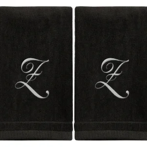Black Monogrammed Towel - White Embroidered - Initial Z - cozylivehome.com | we sell a wide range of comfortable household items* Giftware