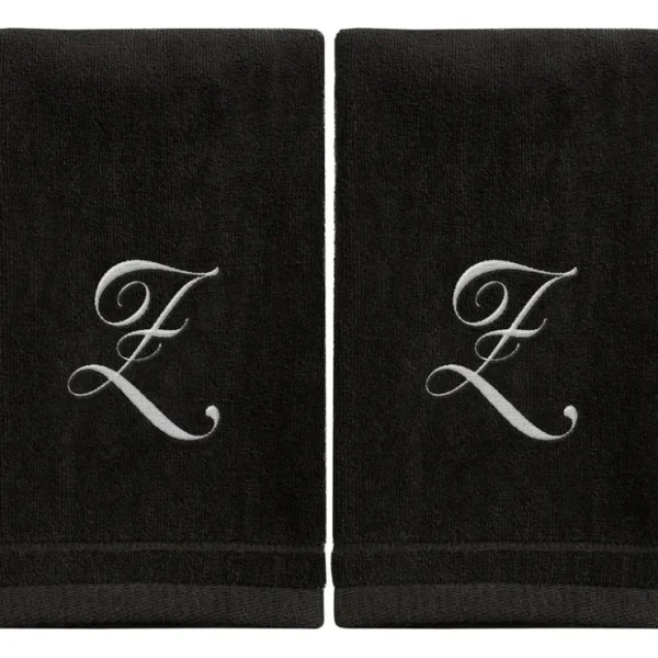 Black Monogrammed Towel - White Embroidered - Initial Z - cozylivehome.com | we sell a wide range of comfortable household items* Giftware