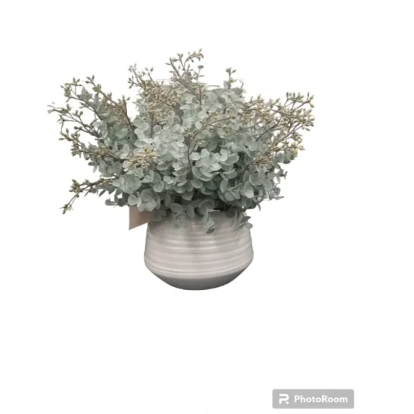 Blue Eucalyptus Ripped White Vase - cozylivehome.com | we sell a wide range of comfortable household items* Giftware