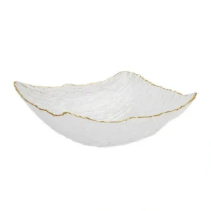 CB2526 Crushed Glass Square Salad Bowl with Gold Rim - 9.75"L x 9.75"W x 3.5"H - cozylivehome.com | we sell a wide range of comfortable household items* Giftware