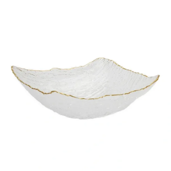 CB2526 Crushed Glass Square Salad Bowl with Gold Rim - 9.75"L x 9.75"W x 3.5"H - cozylivehome.com | we sell a wide range of comfortable household items* Giftware