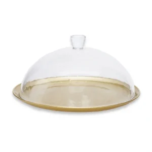 CCD2171 Gold Cake Plate with Glass Dome - 12"D - cozylivehome.com | we sell a wide range of comfortable household items* Giftware
