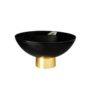 CRB813B Black Glass Bowl on Gold Base - 11.5"D x 6"H - cozylivehome.com | we sell a wide range of comfortable household items* Giftware