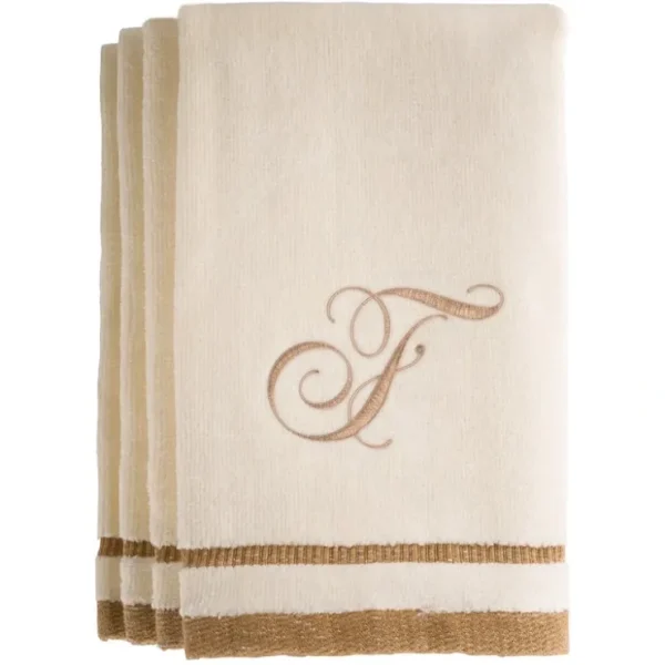 F - Cotton velour monogram towel - Ivory - cozylivehome.com | we sell a wide range of comfortable household items* Giftware
