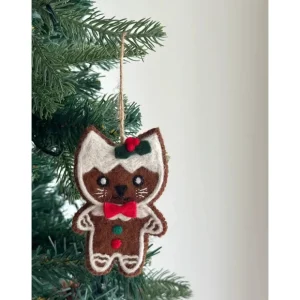 Felt Gingerbread Cat Ornament - cozylivehome.com | we sell a wide range of comfortable household items* Ornament