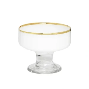 GDG2973W White Dessert Cups with Clear Stem and Gold Rim - cozylivehome.com | we sell a wide range of comfortable household items* Giftware