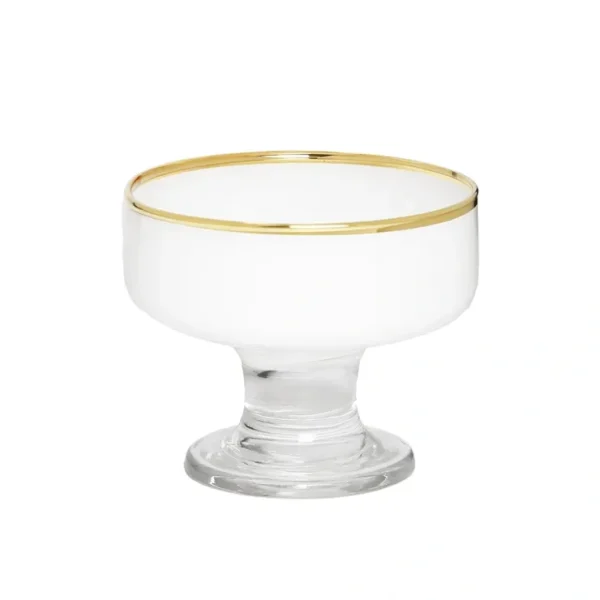 GDG2973W White Dessert Cups with Clear Stem and Gold Rim - cozylivehome.com | we sell a wide range of comfortable household items* Giftware