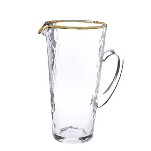 GJG1055 Pebble Glass Pitcher with Gold Rim with Handle - cozylivehome.com | we sell a wide range of comfortable household items* Giftware