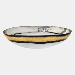 18747-02 Glass, 16" Bowl W/ Gold Trim, White - cozylivehome.com | we sell a wide range of comfortable household items* Giftware