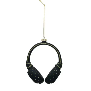 Glass & Resin Headphones Ornament w/ Green Glitter - cozylivehome.com | we sell a wide range of comfortable household items* Ornament