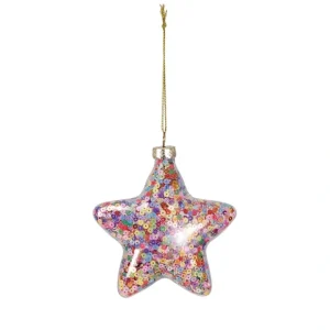 Glass Star Ornament Filled w/ Sequins - cozylivehome.com | we sell a wide range of comfortable household items* Ornament