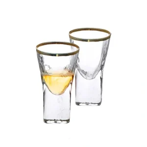 GLG1054 Pebble Glass Liquor Glasses with Gold Rim - cozylivehome.com | we sell a wide range of comfortable household items* Giftware