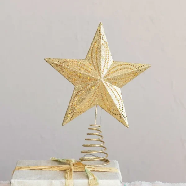 Shop All^Gold Star Tree Topper w/ Cut-Outs & LED Lights - cozylivehome.com | we sell a wide range of comfortable household items