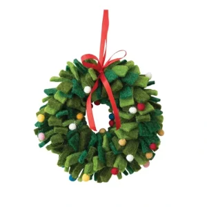 Handmade Wool Felt Wreath w/ Multi Color Pom Poms 7" - cozylivehome.com | we sell a wide range of comfortable household items* Ornament