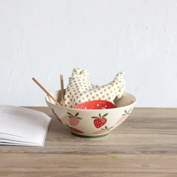 Shop All^Hand-Painted Stoneware Bowl w/ Strawberries 10.5" - cozylivehome.com | we sell a wide range of comfortable household items