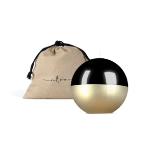 5 INCH HIGH GLOSS METALLIC CANDLE SPHERE - BLACK/GOLD - cozylivehome.com | we sell a wide range of comfortable household items* Giftware