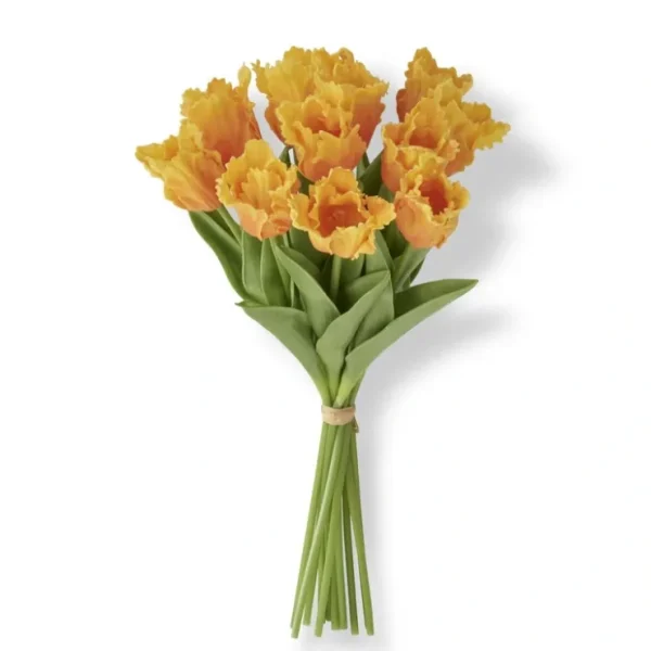 13 Inch Light Orange Real Touch Parrot Tulip Bundle (12 Stems) - cozylivehome.com | we sell a wide range of comfortable household items* Giftware