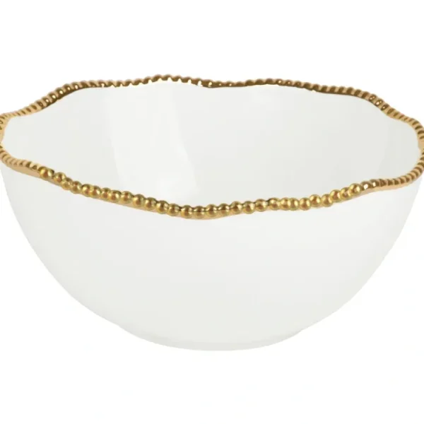 16270 9 INCH WHITE GOLD BEADED SERVE BOWL - cozylivehome.com | we sell a wide range of comfortable household items* Giftware