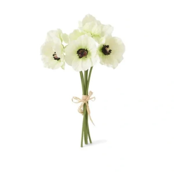 11 Inch White Real Touch Mini Poppy Bundle (6 Stems) - cozylivehome.com | we sell a wide range of comfortable household items* Giftware