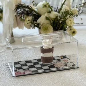 J-CTWL-CBLK Black Chic Checkered Lucite Cake Tray with Lid - cozylivehome.com | we sell a wide range of comfortable household items* Giftware