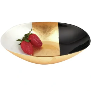 KM735 OVAL GOLD/BLACK WHITE 12" BOW - cozylivehome.com | we sell a wide range of comfortable household items* Giftware