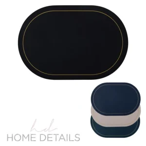 Shop All^Leather-Look Oval Placemat With Gold Outline - cozylivehome.com | we sell a wide range of comfortable household items
