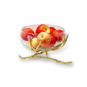 LRB2179 Glass Bowl with Gold Twig Base - 1 - cozylivehome.com | we sell a wide range of comfortable household items* Giftware