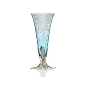 LRV2185 Glass Vase on Gold Flower Base - 7.5"L x 6.75"W x 15.25"H - cozylivehome.com | we sell a wide range of comfortable household items* Giftware