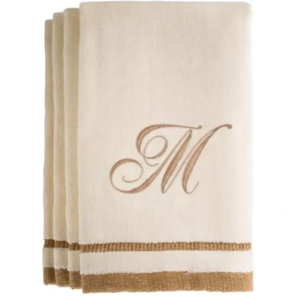 M - Cotton velour monogram towel - Ivory - cozylivehome.com | we sell a wide range of comfortable household items* Giftware