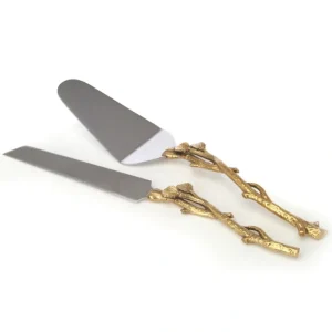 MIS502 Cake Server & Knife set-Leaf Design-12"L - cozylivehome.com | we sell a wide range of comfortable household items* Giftware