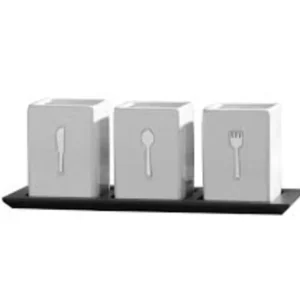 5091928 3 Piece Ceramic Caddy With Wood Base - cozylivehome.com | we sell a wide range of comfortable household items* Giftware