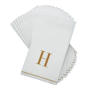 Shop All^14 PK White and Gold Guest Paper Napkins - Letter H - cozylivehome.com | we sell a wide range of comfortable household items