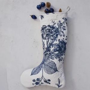 Quilted Blue Botanical Print Stocking - cozylivehome.com | we sell a wide range of comfortable household items* Shop All