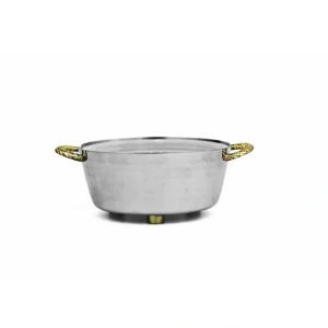 Small Nickel Dip Container Bowls with Gold Handles- Goldtone Collection- 6"L x 5"W x 2"H - cozylivehome.com | we sell a wide range of comfortable household items* Giftware