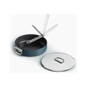 Space Folding Handle Ceramic Non-stick 3.5 Qt. Blue Sauté Pan & Lid - cozylivehome.com | we sell a wide range of comfortable household items* Shop All