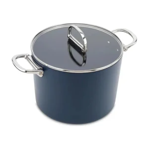 Space Folding Handle Ceramic Non-stick Blue Stock Pot & Lid 8.5 Qt. - cozylivehome.com | we sell a wide range of comfortable household items* Shop All