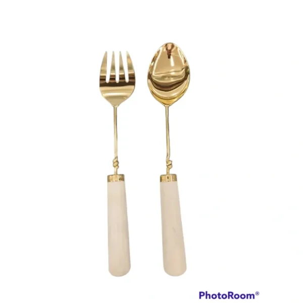 SS2814 Gold Salad Servers With Marble Handle - cozylivehome.com | we sell a wide range of comfortable household items* Giftware