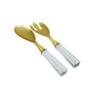 SS461 Set of 2 Stainless Salad Servers with Square Glass Handle - cozylivehome.com | we sell a wide range of comfortable household items* Giftware