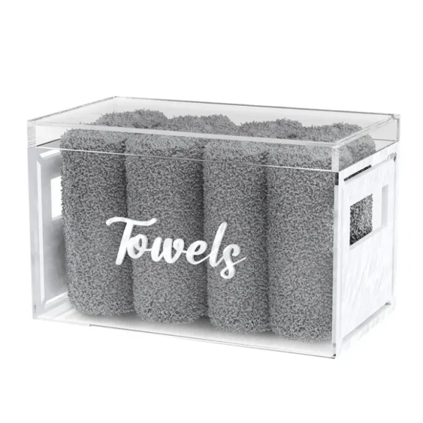 TBWP01 Towel Box with Grey Towels, White Pearl - cozylivehome.com | we sell a wide range of comfortable household items* Giftware