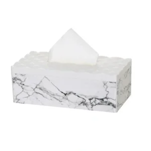 Tissue box white w/marble printing - cozylivehome.com | we sell a wide range of comfortable household items* Giftware