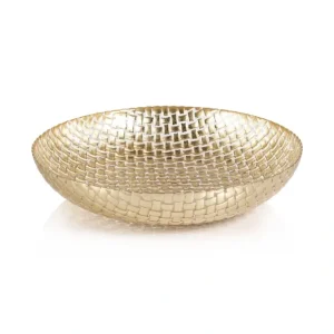 TK-225 Braided Glass Bowl - Gold - 14 in - cozylivehome.com | we sell a wide range of comfortable household items* Giftware